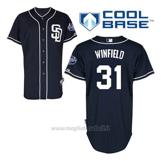 Maglia Baseball Uomo San Diego Padres Dave Winfield 31 Blu Blu Alterner Cool Base